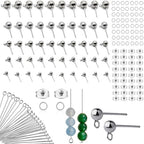 250Pcs No Tarnish Ball Stud for Earring Making, stino Hypoallergenic Stainless Steel Earring Posts, Jewelry Findings Supplies, Silver & Gold Plated (Silver) - color: Silver