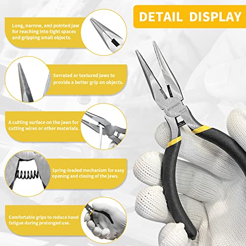 BOOSDEN 5" Small Needle Nose Pliers 10 Pack, Mini Needle Nose Plier with Wire Cutters, Spring Loaded Needle Nose Pliers for Jewelry, Crafts, Electronics - size: 5" (10 Pack)