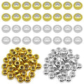 80pcs 8mm Stopper Beads Brass Flat Round Rondelle Spacer Beads Adjustable Slider Clasps Round Beads Insert Rubber Crimp Stopper Beads for DIY Bracelet Necklace Jewelry Making(2mm Hole,2Colors) - color: Gold,silver