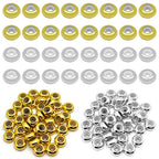 80pcs 8mm Stopper Beads Brass Flat Round Rondelle Spacer Beads Adjustable Slider Clasps Round Beads Insert Rubber Crimp Stopper Beads for DIY Bracelet Necklace Jewelry Making(2mm Hole,2Colors) - color: Gold,silver