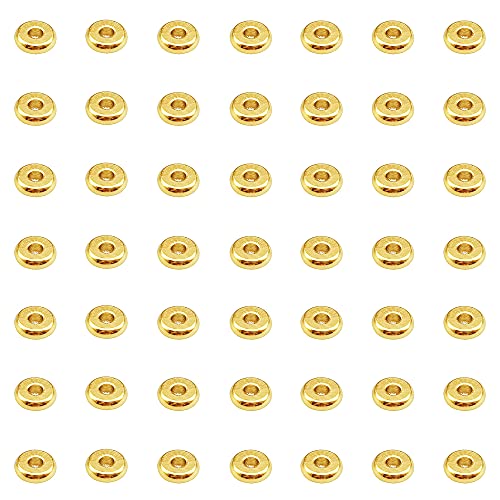 INSPIRELLE 100pcs Heishi Beads 4mm Long-Lasting Disc Brass Rondelle Spacer Beads Yellow Gold Plated Flat Round Shape Jewelry Metal Spacers for Bracelet Necklace Jewelry Making - color: Yellow Gold, size: 4mm
