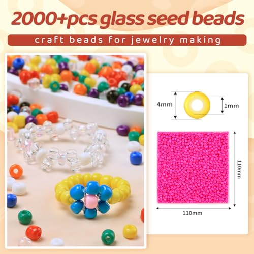 2000pcs Hot Pink Glass Seed Beads, Colorful Tiny 4mm Beads for Jewelry Making, Beading Supplies. - color: Hot Pink