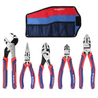 WORKPRO Pliers Set, Premium Cr-V Construction, Includes 6 Inch Slip Joint, Long Nose, Diagonal Cutting, 8 Inch Groove Joint, 7 Inch Linesman and Storage Pouch, for Basic Repair - size: 5-piece