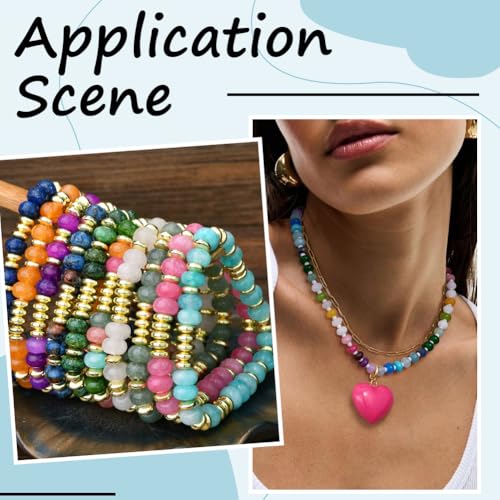 1 Box 148PCS 5x8MM Natural White Jade Beads Strands with Hole Dark Turquoise Abacus Stone Disk Rondelle Gemstone Dyed Flat Loose Spacer Bead for Jewelry Making Bracelets Necklace Diy Crafts - color: Dark Green, size: 148pcs
