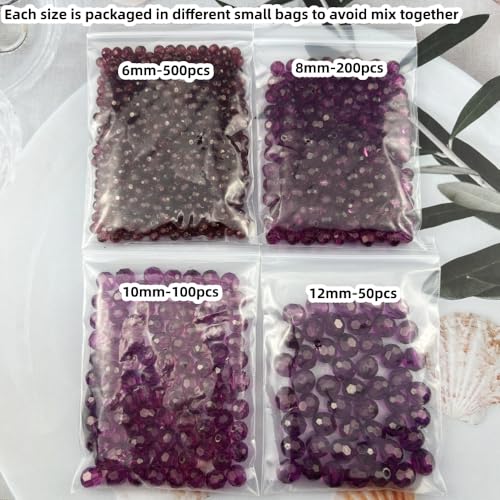 850pcs Acrylic Round Faceted Beads 6mm 8mm 10mm 12mm Faceted Round Spacer Beads for Bracelets Necklace Earring DIY Jewelry Making Craft(Dark Purple) - color: Dark Purple