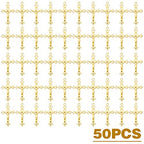 BronaGrand 50pcs Alloy Cross Charms Pendants Jewelry Rosary Cross Charms for DIY Bracelet Necklace Jewelry Making Findings,37×22mm - color: Gold