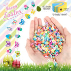 SEPGLITTER Easter Polymer Clay Beads,300pcs Bunny Flowers Carrots Eggs Butterflies Mixed Spacer Beads for Spring Easter Jewelry Making DIY Bracelet Necklace Accessories Craft Party Supplies - color: Multi