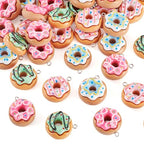 Cheriswelry Cup Cake Resin Pendants Lovely Food Sweet Dessert Dangle Charms Links Hanging Ornament with Metal Loop Fruit Pendants for Key Chains Bracelet Necklace Jewelry Making - color: Mixed Color-Donut