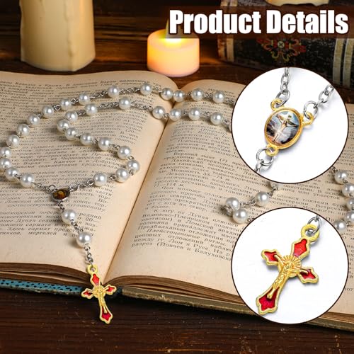 200 Pcs/ 100 Sets Rosary Making Kits Supplies Cross and Center Medal Charm Alloy Picture Religious Charms Crucifix Pendant for DIY Jewelry Making Prayer Bracelet Necklace Earring