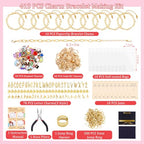 Wurosi 413 Pieces Gold Paperclip Charm Bracelet Making Kit, Including Paperclip Chain Bracelets, Charms, Jump Rings, Gift Bags, Pliers for Crafts Beginner Supplies Gift - color: 413 Pcs Gold Bracelet