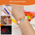 PP OPOUNT Gimp String Craft Kit, 318 PCS Lanyard String Kit with Beads, Pendants & Keychain Accessories, DIY Bracelet Making Kit for Friends, Christmas Gift & Holiday Craft Set - size: 354 Feet