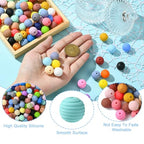 LiQunSweet 100 pcs 14-15mm Chunky Round Bubblegum Silicone Beads Imitated Woven Honeycomb Beads for DIY Jewelry Bracelet Necklaces Earring Making Keychain Crafts - color: Round Silicone Honeycomb Beads_100 Pcs