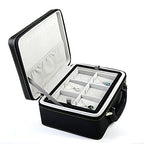Oirlv Leather Jewelry Box Handmade Travel Jewelry Organizer Storage Case Holder For Girl Lady Earring,Ring,Necklace,Pendant,Watch,Bracelet(X010)Deep Black - color: Small Black