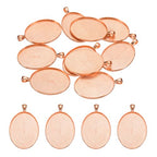 PATIKIL Pendant Trays for Jewelry Making, Blank Pendants Zinc Alloy Oval Bezel Settings Flat Base for Necklace Bracelet Charm - color: Rose Gold Tone