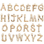 SANNIX 26Pcs Letter Charms, Initial Letter Charms for Jewelry Making, Gold A-Z Alphabet Charm for Bracelet Necklace Earrings Keychain Crafts Making - style: Bamboo Letter