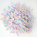 300 Pieces 10x10mm Big Large Cube Acrylic Alphabet Letter Beads A-Z Mixed Plastic Shape Loose Beads for Jewelry Making Bracelets Necklaces Key Chains (Colorful) - color: Colorful