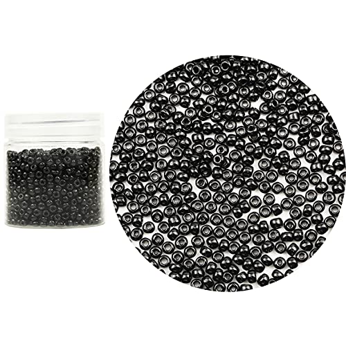 Bala&Fillic Black Color 4mm Glass Seed Beads About 1400pcs/110grams in Box 6/0 Glass Craft Seed Beads for Jewelry Making (Black) - color: Black, size: 4mm