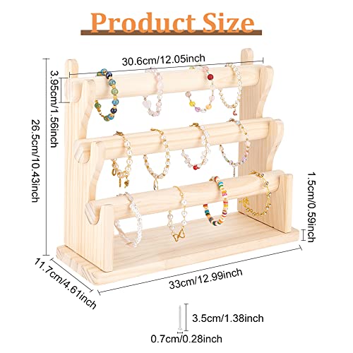 FINGERINSPIRE Wood 3 Tier Detachable Bracelet Holder Bangles Display Storage Stand Hair Rope Display Organizer Retail Stores Counter Top Jewelry Storage Displays for Bracelet Watch Bangles Hairband