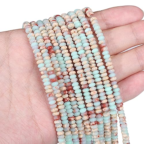BEADIA Natural Shoushan Disk Stone Beads 4x2mm 160pcs Rondelle Loose Semi Gemstone Beads for Jewelry Making Design - color: Shoushan
