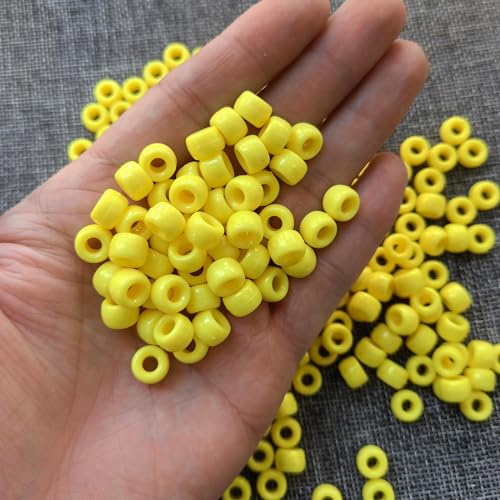Amaney Yellow Pony Beads with Storage Box 6x9mm Acrylic Beads 500pcs for Jewelry Making - color: Yellow