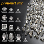 1500 Pcs Crystal Glass Beads for Jewelry Making – 12 Styles Bicone, Rondelle, Cube, Teardrop & 3mm Spacer Beads, DIY Bracelet Necklace Earring Craft Kit with Organizer Box(Grey) - color: Grey