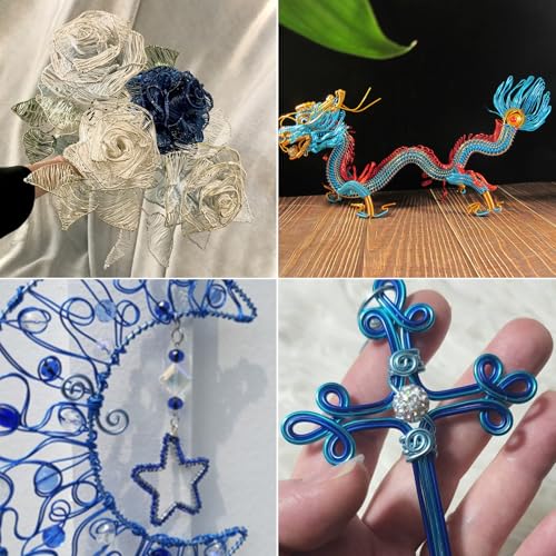 Aluminum Craft Wire, 95 Feet 2.0mm/ 14 Gauge Blue Bendable Soft Metal Aluminum Wire Roll Bulk for DIY Crafts Sculpting Jewelry Making - color: Blue, size: 14 Gauge
