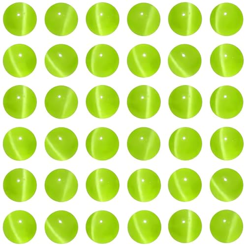 100pcs Army Green Cat Eye Beads 8mm Round Semi Precious Stone Hole Size 1mm DIY Charm Spacer Beading Smooth Gemstone Loose Beads for Jewelry Making Bracelets Necklaces Earrings Crafting - color: Army Green