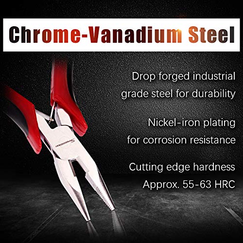 SPEEDWOX Long Nose Pliers 5 Inches Micro Wire Cutters Side Cutting with Spring Multi Use Mini Precision Fine Pliers Functional Professional Jewelry Making Tool Serrated Jaws Chrome Vanadium Steel - style: Long Nose Pliers