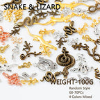 stino 100g Metal Pendant Charms for Jewelry Making, Bulk Silver & Gold Plated Charms for Braclet Necklace Crafts, Animal Plant Flower Pet and so on - color: Snakes & Lizards Mixed Color