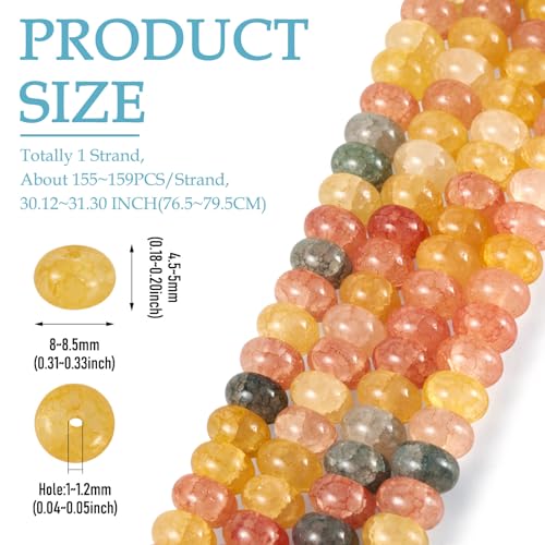 About 155~159pcs/strand Rondelle Glass Beads Imitation Gemstones Loose Spacer Beads for Jewelry Making Bracelet Necklace Earring DIY Crafts, 8x5mm, Black - color: Black