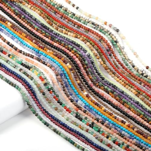 155pcs 2mm Natural Lapis Lazuli Stone Loose Round Beads Gemstone Smooth Samll Spacer Beads for jewerly Making Bracelet Necklace - color: Lapis Lazuli, size: 2 mm