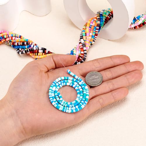 Elecrelive 15 Colors Clay Bead Strands 3mm Polymer Vinyl Heishi Beads Friendship Bracelet Kit Chip Disk Flat Round Spacers for Chocker Necklace Earring DIY Crafts - color: 15 Colors