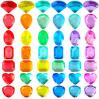 Niceup 200+pcs Kids Gemstones Toys for Pirate Treasure Princess Party Favor Pool Diving Gems Vase Filler Plastic Acrylic Fake Jewels Decors with Heart Diamond Drop Oval Rectangle Square Triangle - style: Diamond 7-Style Mini (about 200pcs)