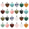 Lezam 24 Pieces Healing Crystal Heart Moon Cross Shaped Pendants Necklace Charms for DIY Jewelry Making Natural Quartz Stones Chakra Love Beads Bulk - color: 24Pcs-A