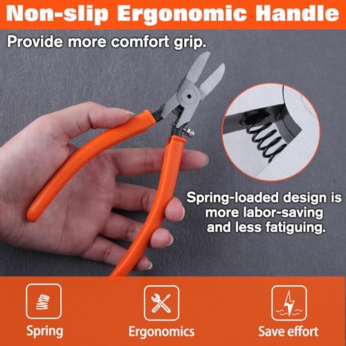SPEEDWOX 6 Inch Precision Flush Side Cutters With Longer Cutting Edge, Ultra Sharp Wire Cutter Side-Cutting Pliers With Longer Flush Cutting Edge Flush Cut Trimmers For Cables Wires Zip Ties Model - size: 6" with 28mm longer Jaw