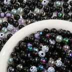 12mm Black Acrylic Beads 300pcs Grey Focal Spacer Bead Chunk Bubblegum Beads for DIY Crafting Necklace Bracelet Jewelry Making Keychain(Black&Grey) - color: black&grey