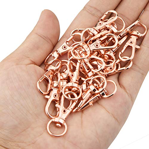 50 pcs Swivel Clasps Lanyard Snap Hook,cnomg Metal Swivel Lanyard Snap Hook Lobster Claw Clasp (Rose Gold) - color: Rose Gold, size: 1.2 inches