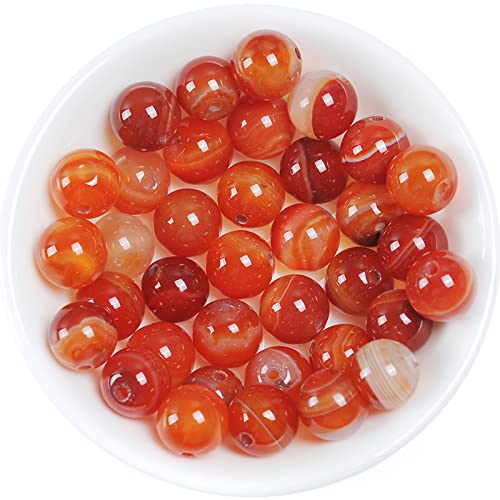 92Pcs Natural Crystal Beads Stone 4mm Red Stripe Onyx Agates Gemstone Round Loose Energy Healing Beads for Bracelet Necklace Earrings Jewelry Making - color: Red, size: 4MM