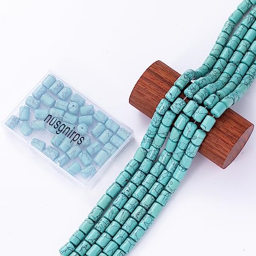 Natural Blue Turquoise Cylinder Tube Beads 10x14mm 38cm/str Loose Semi Gemstone Stone Beads for Making Bracelets Necklace - color: Blue Turquoise