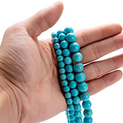 BEADIA Natural Blue Turquoise Stone Round Loose Semi Gemstone Beads for Jewelry Making 6MM 61PCS - color: Blue Turquoise, size: 6mm