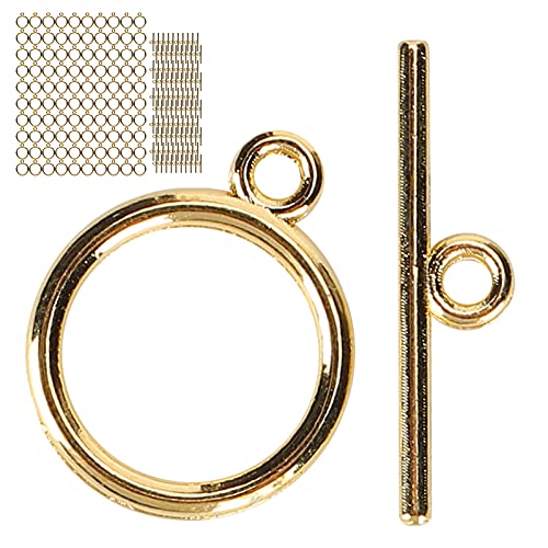 100 Pack Jewelry Clasp, Gold Bracelet Clasps Sets Alloy Toggle Jewelry Clasp Sets DIY Crafts Making Supplies Easy to Operate Toggle Connectors for Bracelet Jewelry Making