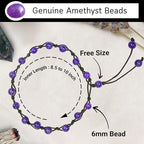 Amazing Gemstone Crystal Anklet Ankle Bracelets for Women - Waterproof Beaded Healing Crystal Anklets, Plus Size Chakra Gemstone Bead Anklet - color: Amethyst, style: Hand Knotted