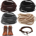 17 Yards Flat Genuine Leather Cord, 4 Bundles Cowhide Leather Strips for Shoe Laces, Jewelry Making, Necklace, Bracelet, Tool, Crafts