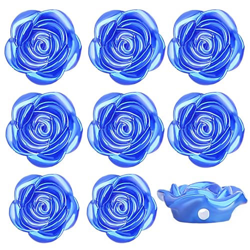 100pcs Rose Flower Spacer Beads ABS Plastic Roseflower Shape Bead Cute Roses Craft Beads Accessories Embellishments for DIY Bracelet Necklace Jewelry Making Supplies, Royal Blue - color: Blue
