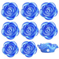 100pcs Rose Flower Spacer Beads ABS Plastic Roseflower Shape Bead Cute Roses Craft Beads Accessories Embellishments for DIY Bracelet Necklace Jewelry Making Supplies, Royal Blue - color: Blue