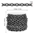 16.5 FT Black Textured Rolo Cable Chains Roll, 7mm 304 Stainless Steel Gunmetal Black Circle Cable Link Chain Bulk Spool for Jewelry Making DIY Craft - color: Gunmetal Black, size: 7mm width