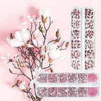 qiipii 3080Pcs Pink Nail Rhinestones 120 Multi Shapes Flatback Rhinestones Big Gems +2960 Light Pink Round Beads K9 Glass Stones Diamonds jewels Crystals for Nails Faces Eyes Makeup Clothes Crafts DIY - color: Pink, size: A Set