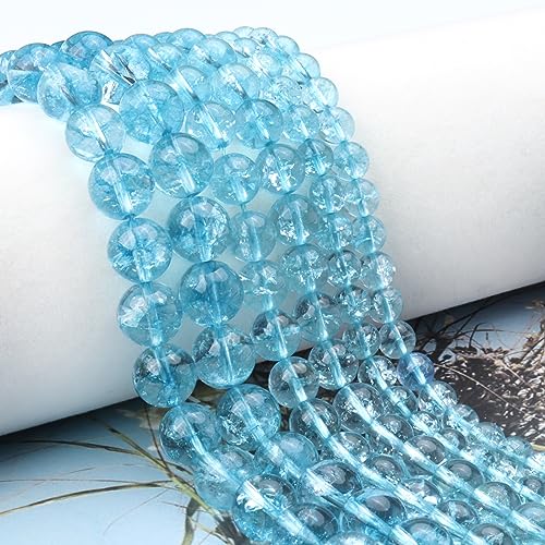 45pcs 8mm Natural Blue Topaz Gemstone Beads Energy Healing Crystal Round Loose Stone Beads for Jewelry Making, DIY Bracelets Necklaces - color: Blue Topaz, size: 8mm