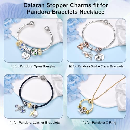 DALARAN Stopper Beads for Bracelets 925 Sterling Silver Clip Spacer Charm Bracelet Stoppers - style: Gold Clip StopCharms-Love
