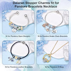 DALARAN Stopper Beads for Bracelets 925 Sterling Silver Clip Spacer Charm Bracelet Stoppers - style: Gold Clip StopCharms-Love